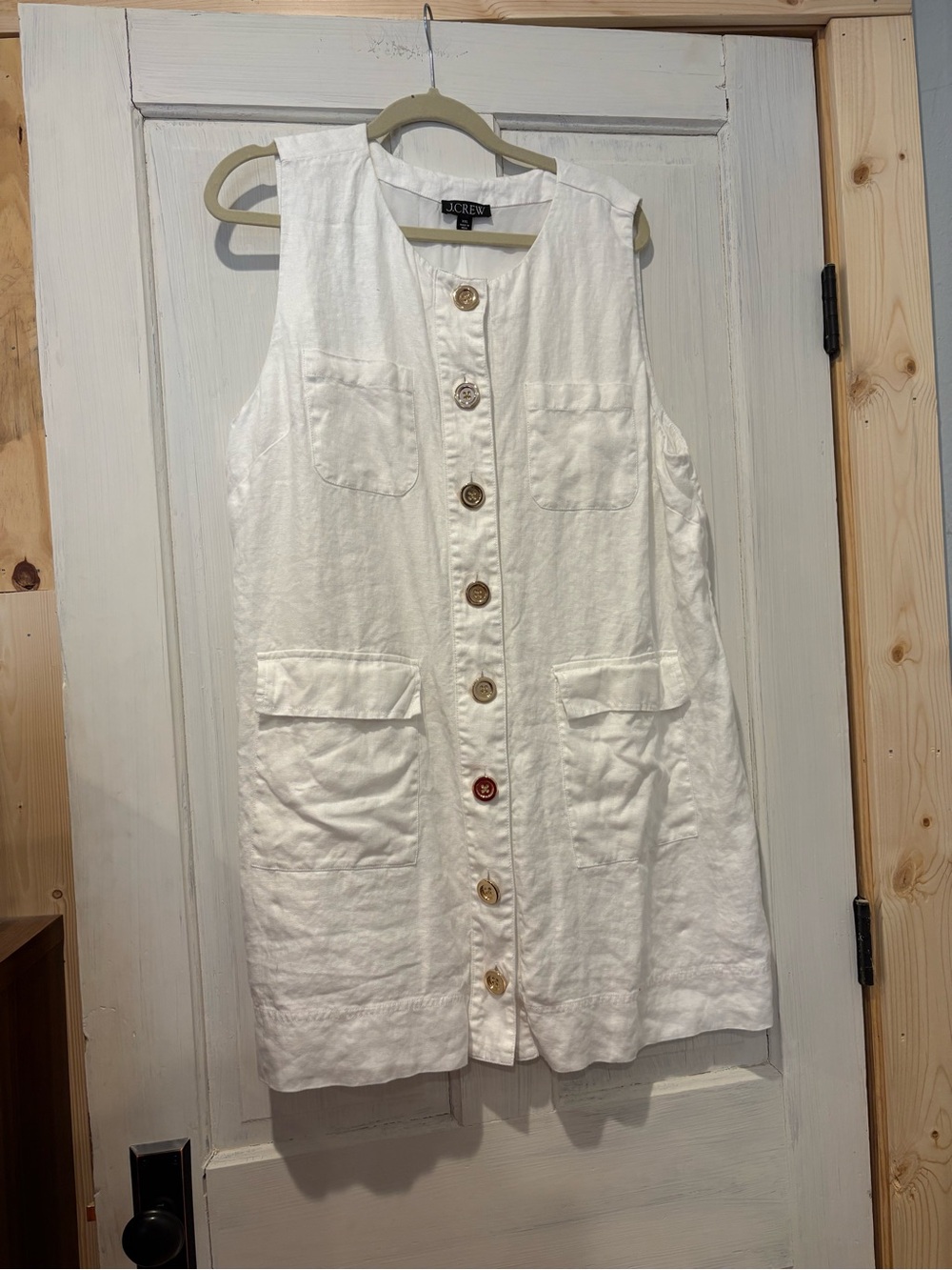 J.Crew White Relaxed Linen-Cotton Shirt